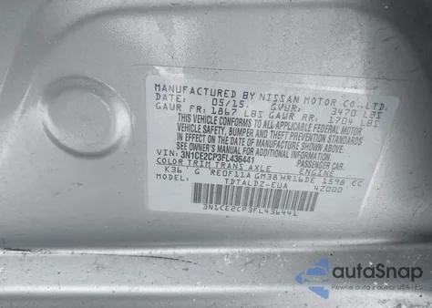 2015 Nissan Versa Note Sv z USA, uszkodzony, nr VIN 3N1CE2CP3FL436441